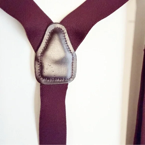 Classic Burgundy Braces with Elastic Straps, Leather Button Straps - Picture 6 of 11